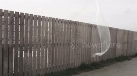 Banshee formed of plastic dances in the wind. Surreal video to Sacred harp hymn soundtrack. Nansledan, Cornwall, UK