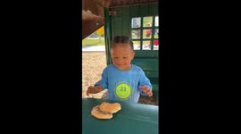 Hilarious moment child gives mum moldy bun while playing