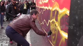 'The Flash' director unveils Batman-themed mural in Sao Paulo