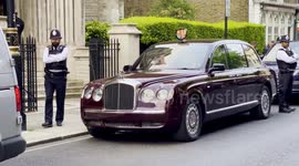 King Charles Seen Leaving The Coronation Music Event at St James’s Roman Catholic Church in London