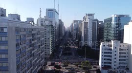 Aerial View of 27th LGBT Pride Parade Readying in Sao Paulo, Brazil