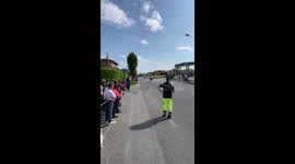 Greeting His Grandmother During The Race