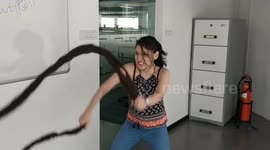 Working Out With 6-Foot Dreadlocks