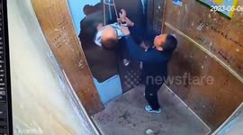 Chinese boy lifted up in elevator after leash attached to goat gets stuck in doors