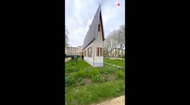 A tour of the Narrow House created by the artist Erwin Wurm in Claude Erignac Park, Le Havre