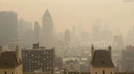 Video shows Manhattan skyline obscured by a smoky haze