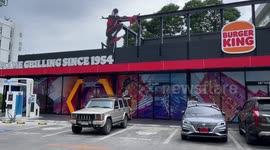 Burger King restaurant features Spider-Man theme to mark release of new superhero film in Thailand