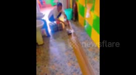 Outrage as woman caught washing food trays in toilet at Chinese kindergarten