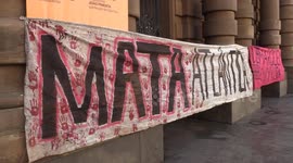 Indigenous people protest against a law project limiting demarcations of Indigenous lands in Sao Paulo, Brazil
