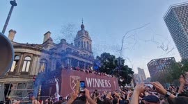Hammers fans in their thousands celebrate West Ham's first major trophy for 43 years in London's Stratford