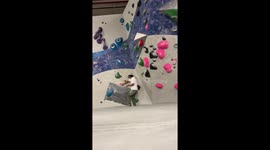 Man falls hard during Gym wall climbing when he tries to impress his crush