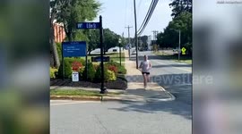 Moment truck stuck on railroad crossing gets smashed to pieces by oncoming train