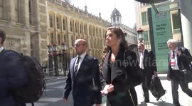 Actress Nikki Sanderson  leaves court after giving evidence in phone hacking trial