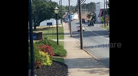 Dramatic moment train collides with truck in Wingate, North Carolina