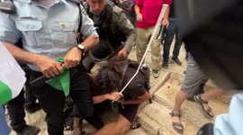 Israeli army punches and attacks protesters during demonstration against eviction of Palestinian family in Jerusalem