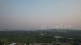Smoke from wildfires burning in northeastern Ontario and Quebec, Canada create haze over southern Ontario