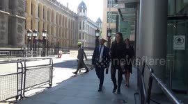 Actress Nikki Sanderson  leaves court after giving evidence in phone hacking trial