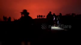 Kilauea eruption draws thousands of people to the active volcano in Hawaii | Night sky red gloomy | lava spouts & hot vents on Big Island Hawaii