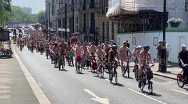 Hundreds of nude cyclists take part in the World Naked Bike Ride