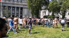 The London Naked Bike Ride kicks of at Tower Bridge