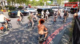 World Naked Bike Ride takes place in London with hundreds riding their bicycles in the nude