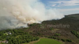 Drone footage of a wildfire south of Inverness, Scotland