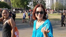 Two women get a shock when they encounter the ending of the London naked bike ride
