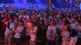 Man City fans celebrating and UCL Final kick off