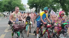 Brighton's Colorful and Courageous Naked Bikers Ride for Climate Action (City Centre) 2023