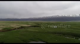 The Wicker River Between Grassland And Desert In Xinjiang, China