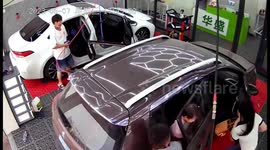 Girl luckily rescued after neck gets trapped in car window for half a minute