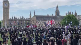 UK: Hundreds Gather To Commemorate HK 2019 Extradition Law Protests At Parliament Square In London