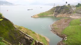 Three Gorges Reservoir Water Level Drops in Yichang, China