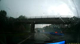 Dashcam video.  Heavy rain at Birmingham, UK after scorching temperatures.