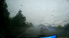 Dashcam video.  Heavy rain on M5 Birmingham South UK, on 11 June.