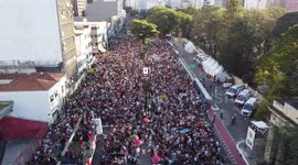 Aerial Footage of The Pride Parade in Sao Paulo, Brazil