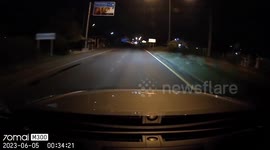 Out-of-control car swerves in front of terrified driver
