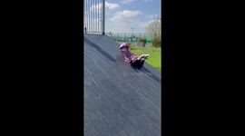Identical Triplets unlock a new level of joy while belly-surfing in skate park