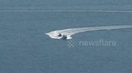 Police and Military rehearse exercise at Portland Port before migrant barge arrives