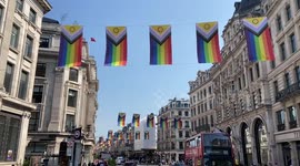 Pride flags decorate Regent Street for Pride Month