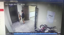 Quick-thinking man rescues dog lifted up by elevator in China
