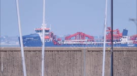Ship appears to travel along sea wall in optical illusion in Kent, UK