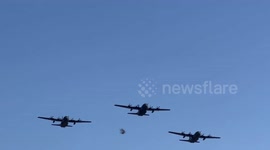 Three RAF Hercules planes perform UK flypast to mark retirement