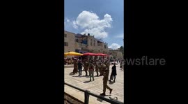 Soldires Sing And Dance in Jerusalem, Israel
