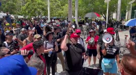 Trump Supporters Chant Outside Federal Courthouse in Miami, USA