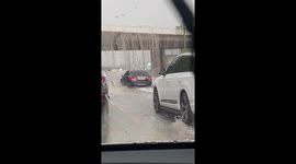 Flooding Creates Waterfall on M1 Motorway