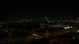 Dubai City skyline view Night Timelapse UAE June 2023 taken from Oud Metha area