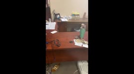 Office Window Blown Out - Possible Tornado/Derecho blows through