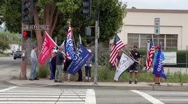 Trump Supporters celebrating his birthday  in Santa Barbara, California