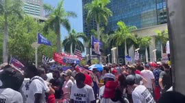 US: Trump Supporters Gather Outside Federal Courthouse In Miami On Arraignment Day